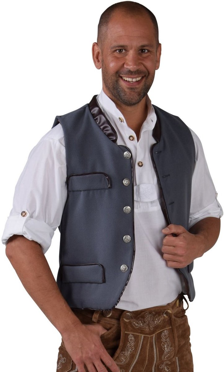 Boeren Tirol & Oktoberfest Kostuum | Trachtenvest Altijd Bierfeest Grijs Man | Extra Small | Bierfeest | Verkleedkleding